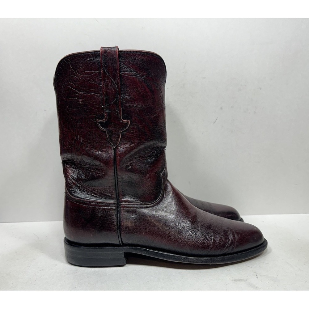 Lucchese Classic Handmade L6749 Black Cherry Leather Roper Cowboy Boots Men's 10